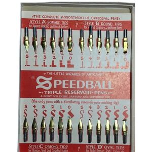 Vintage Hunt Speedball Triple Reservoir Pen Nib Assortment 24 Piece Set A B C D